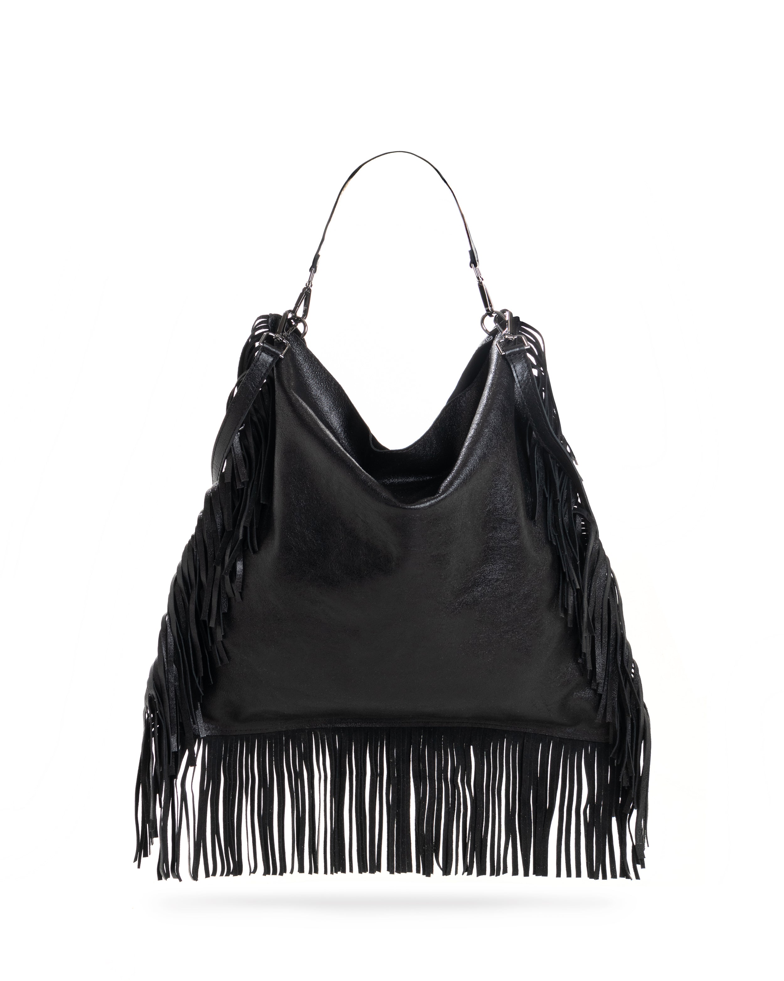 FRINGED LEATHER TOTE BAG