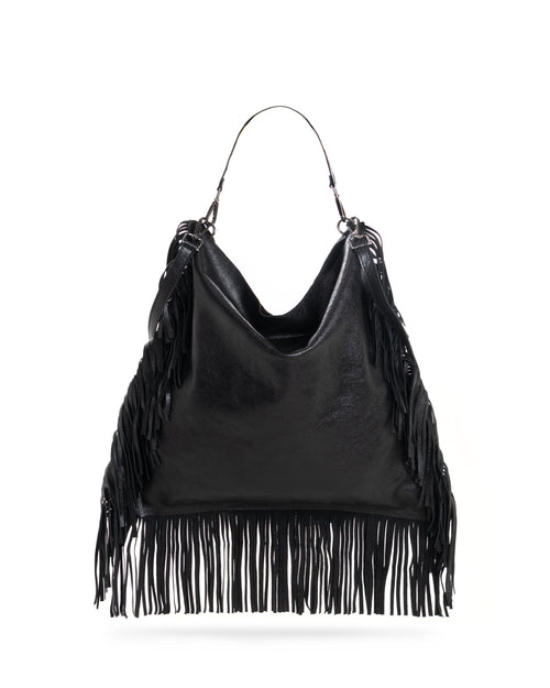 FRINGED LEATHER TOTE BAG
