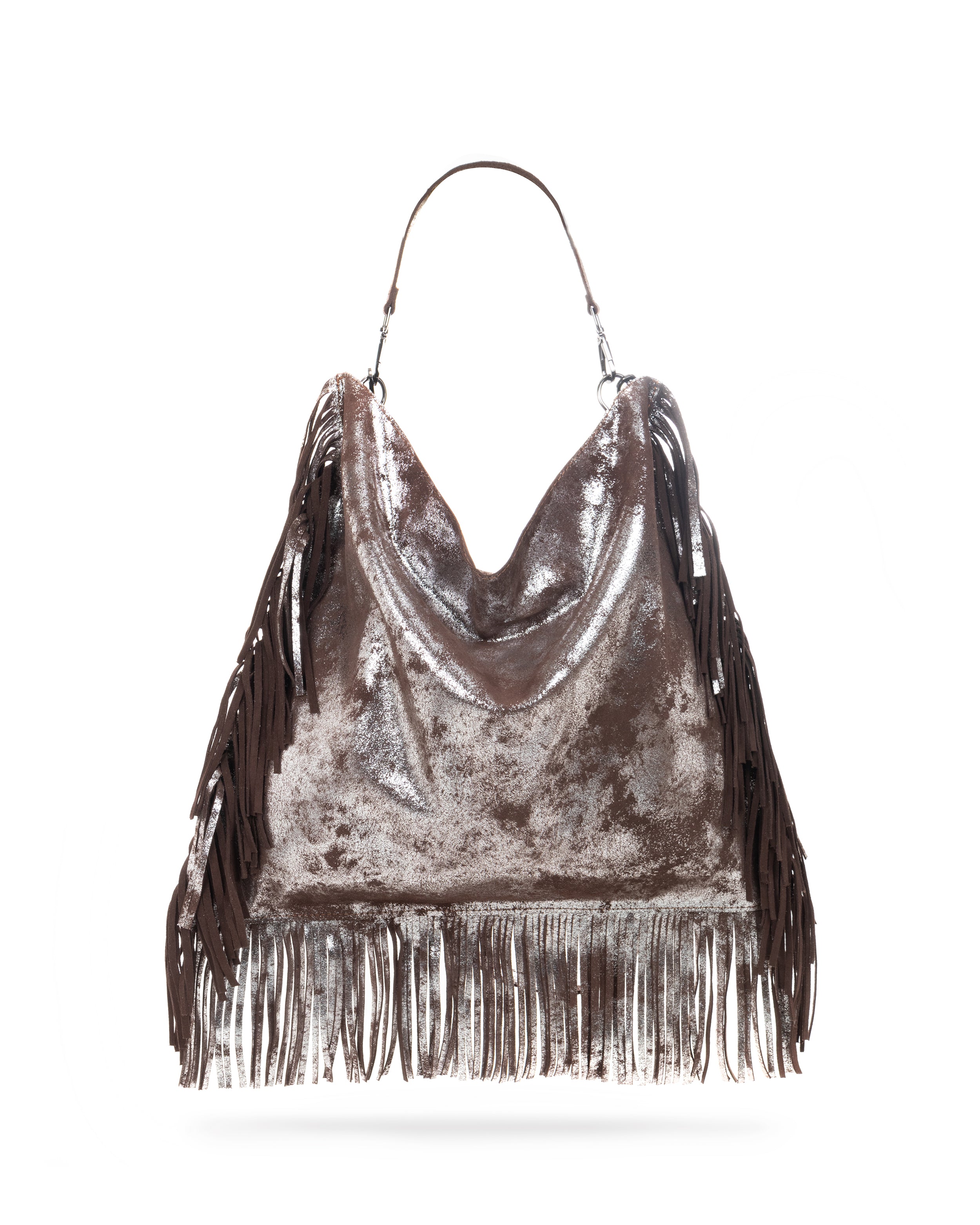 FRINGED LEATHER TOTE BAG