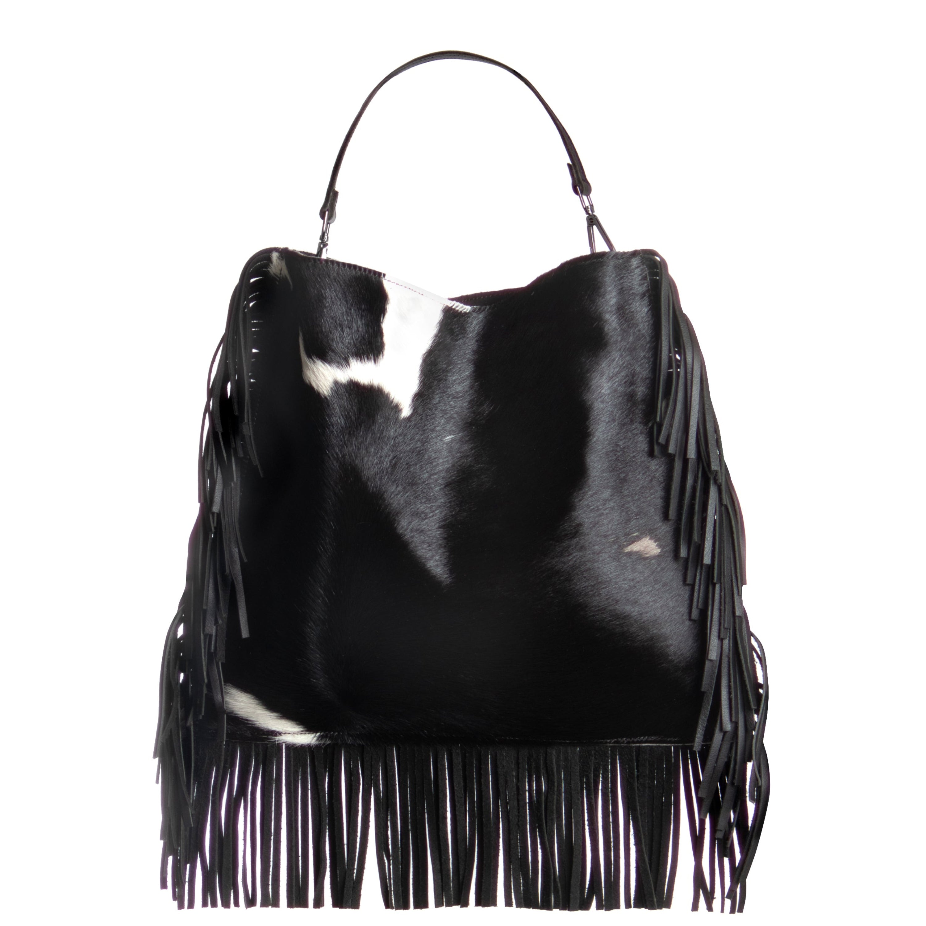 FRINGED LEATHER TOTE BAG